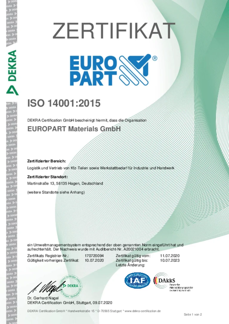 ISO 14001:2015 Materials